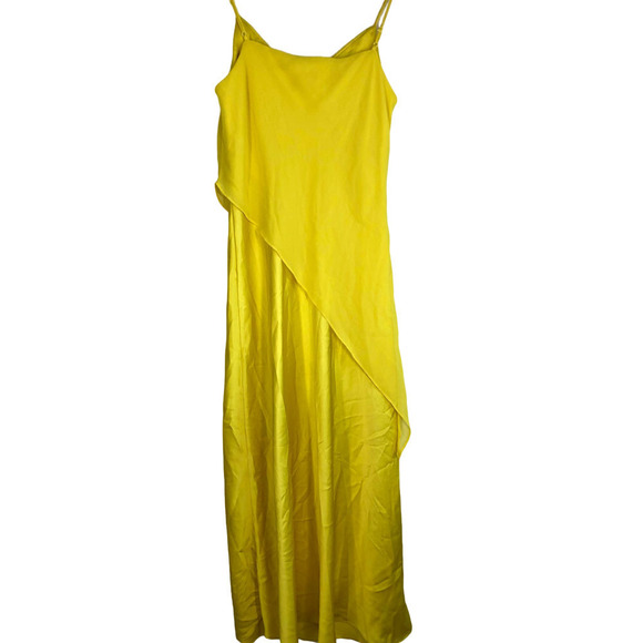 Saunders Collective Lara Dress Midi Side Slit Yellow  US 4 - Picture 10 of 15
